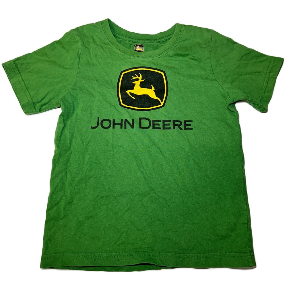 John Deere Boys Size 5 Short Sleeve T-Shirt Green Tractors Summer